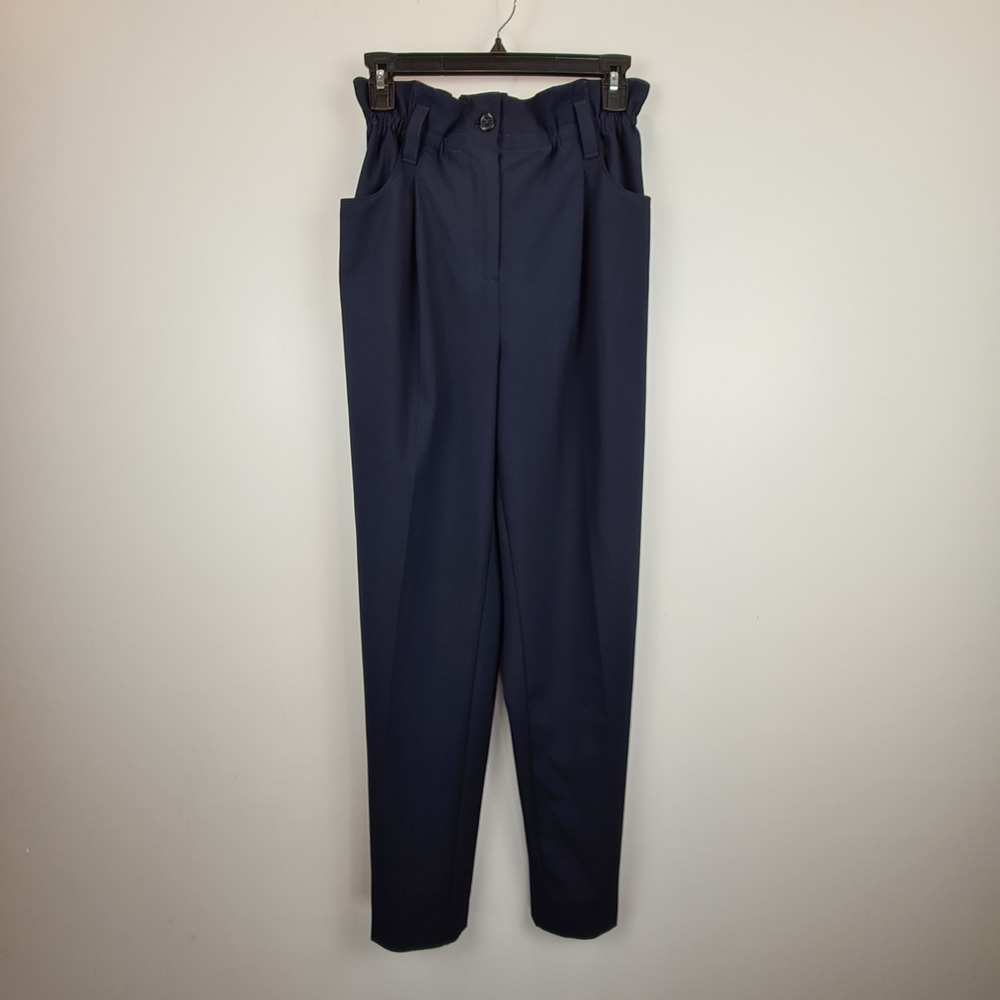 Sunday Best Aritzia Navy Blue Paperbag Waist Tapered‎ Trousers Pants Womens Sz 4